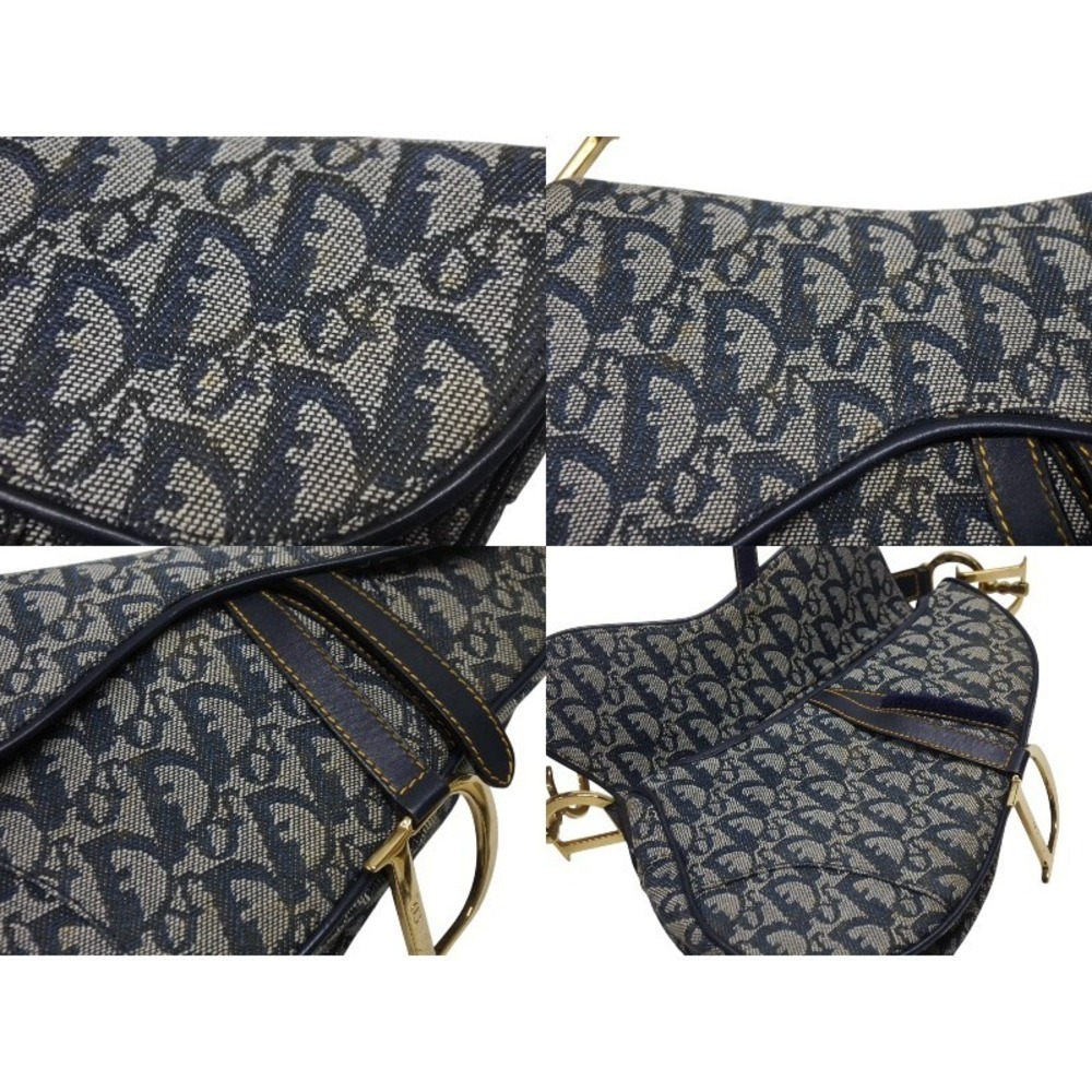 Dior Trotter Bag One Shoulder Saddle Hobo Christian Navy Galliano Blue - Picture 10 of 10